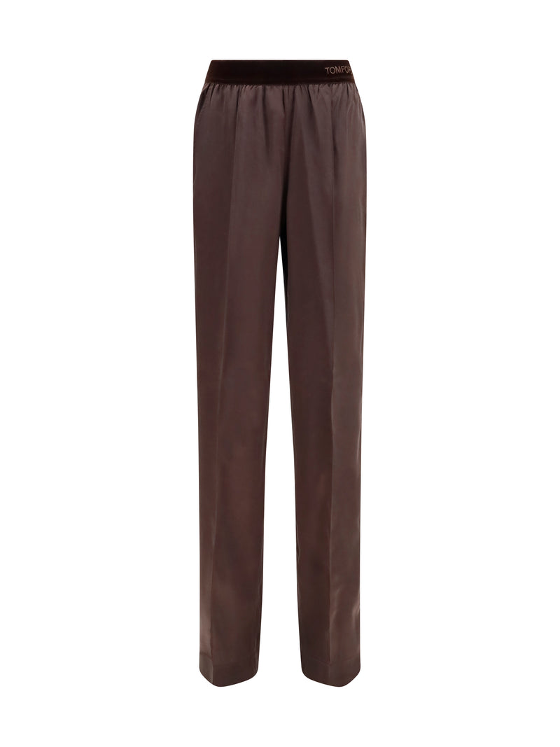 Tom Ford Tom Ford Stretch Silk Satin Pants Espresso - World Class Fashion