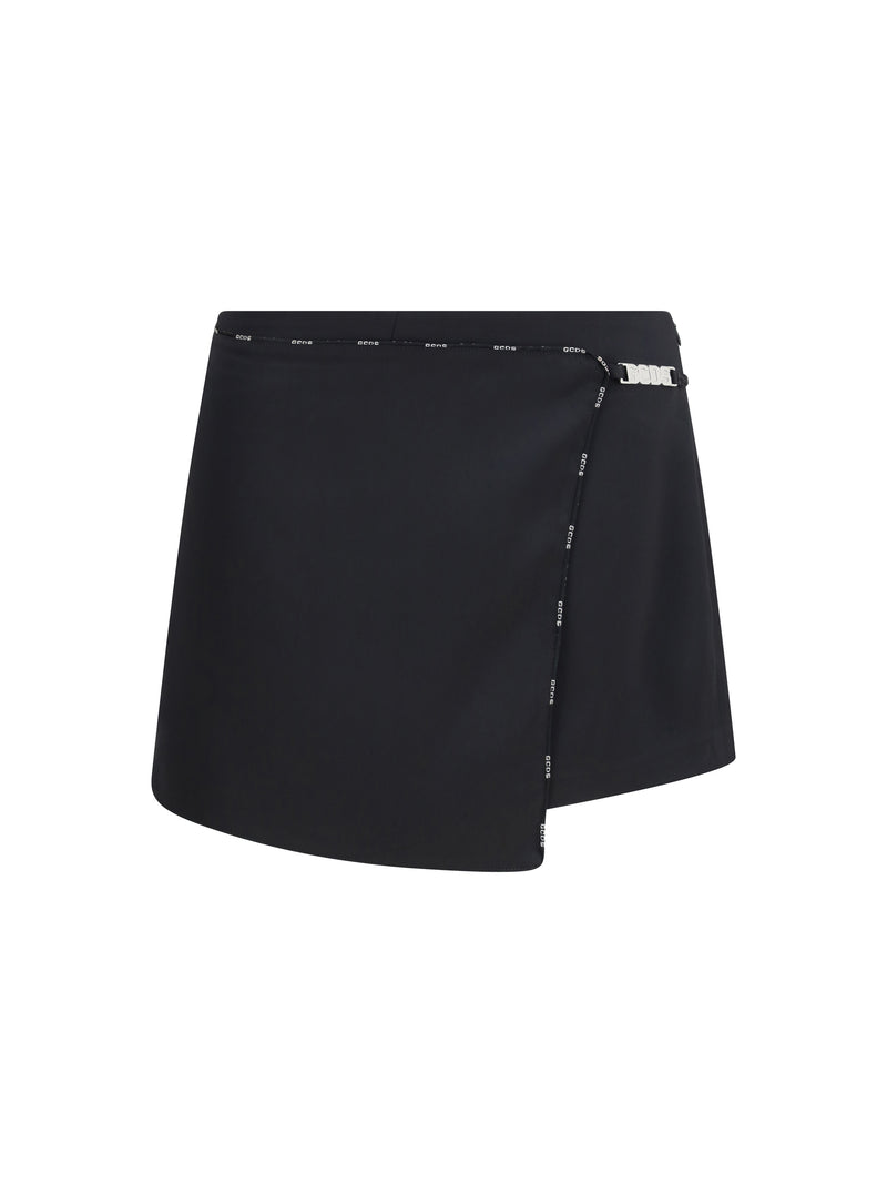 Gcds Gcds Satin Mini Skirt-Shorts Black Women - World Class Fashion