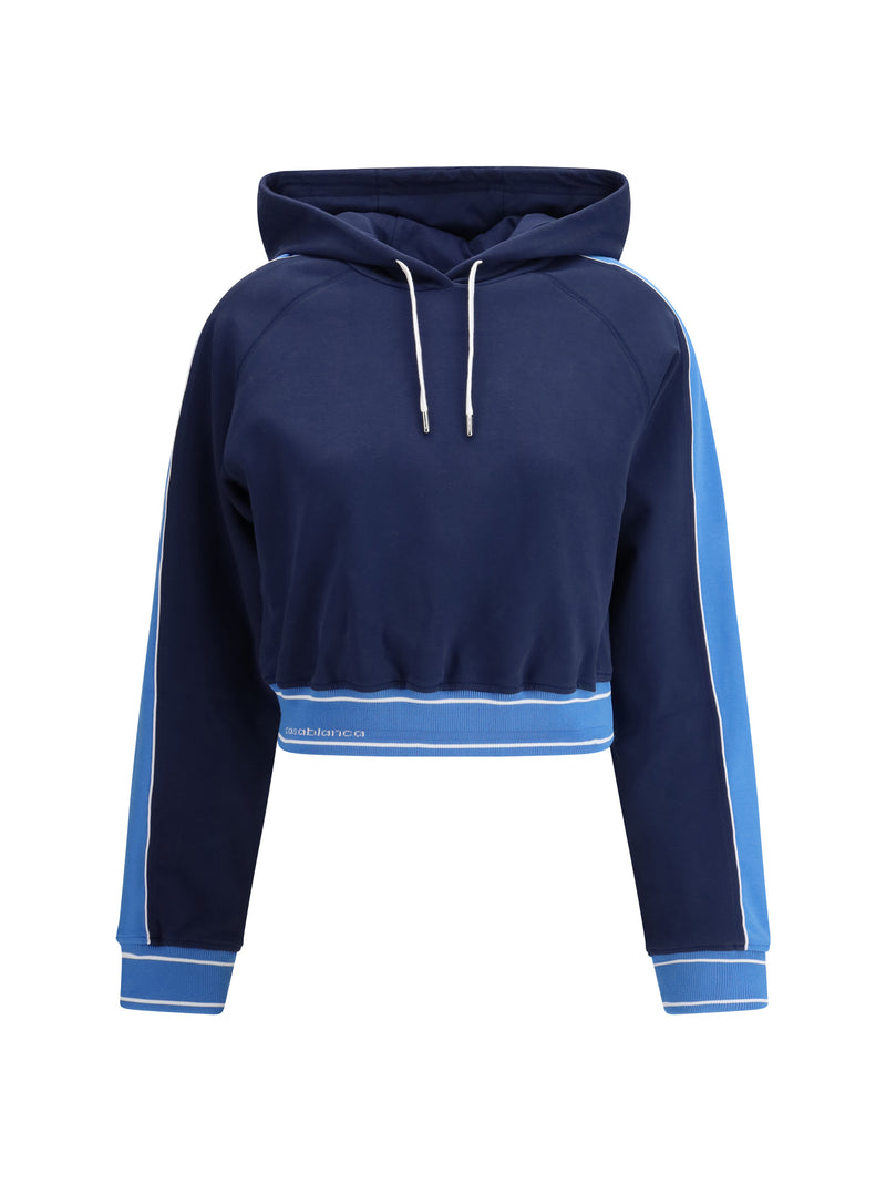 Casablanca Casablanca Cropped Hoodie Navy Women - World Class Fashion