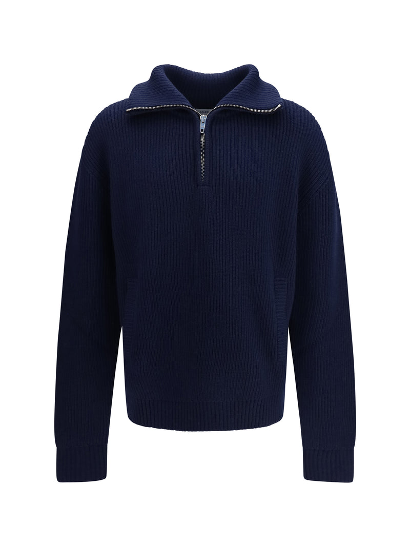 Balenciaga Balenciaga Ribbed Knit Zip Sweater Navy - World Class Fashion