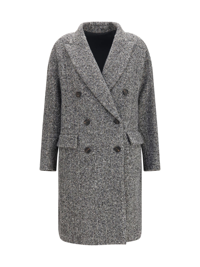 Brunello Cucinelli Brunello Cucinelli Wool Alpaca Blend Coat Grey Black - World Class Fashion