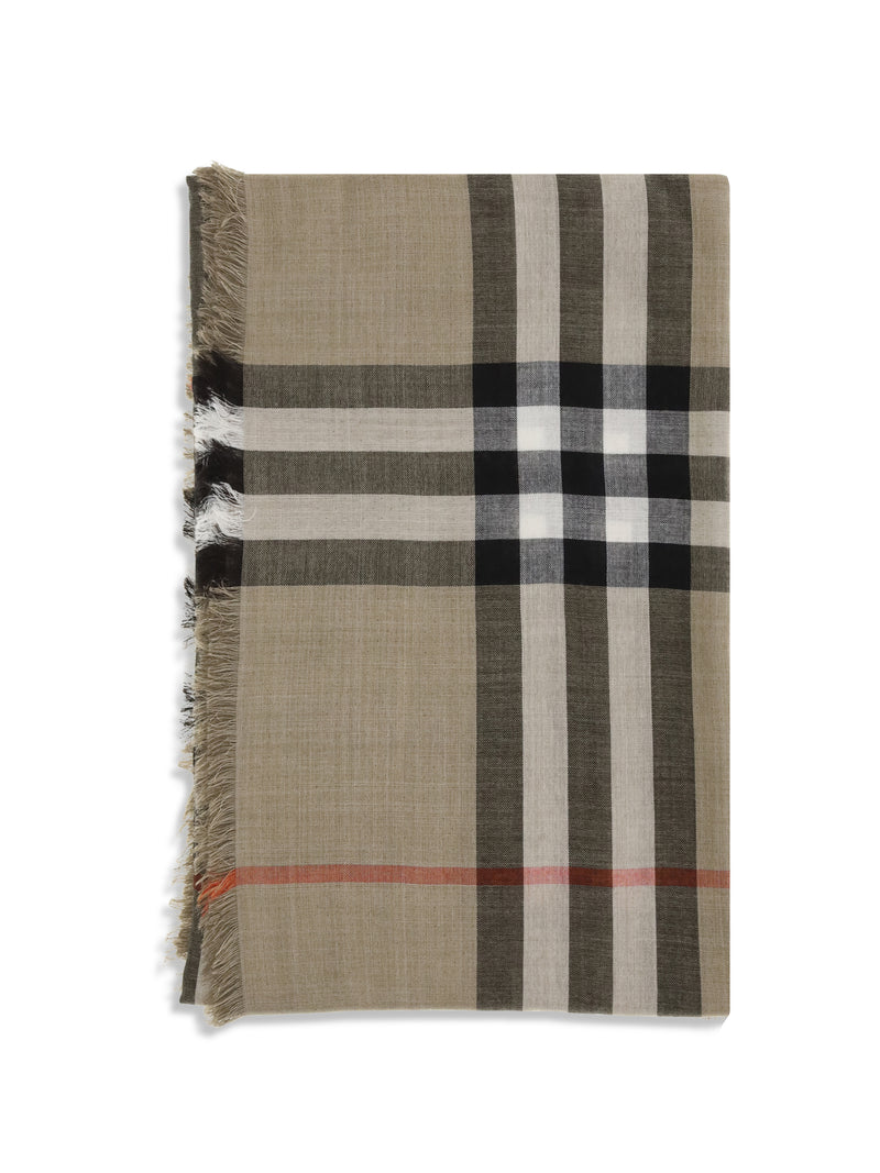 Burberry Burberry Check Reversible Wool and Silk Scarf Sand/Brown - World Class Fashion