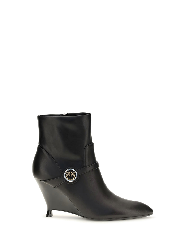 Pinko Pinko Gwen Leather Ankle Boots Black - World Class Fashion