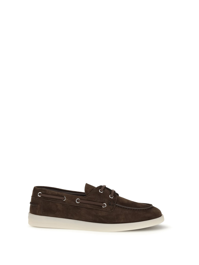 Prada Prada Suede Boat Loafers Moro Men - World Class Fashion