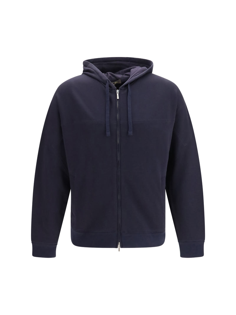 Loro Piana Loro Piana Neem Cotton Cashmere Bomber Hoodie Navy - World Class Fashion