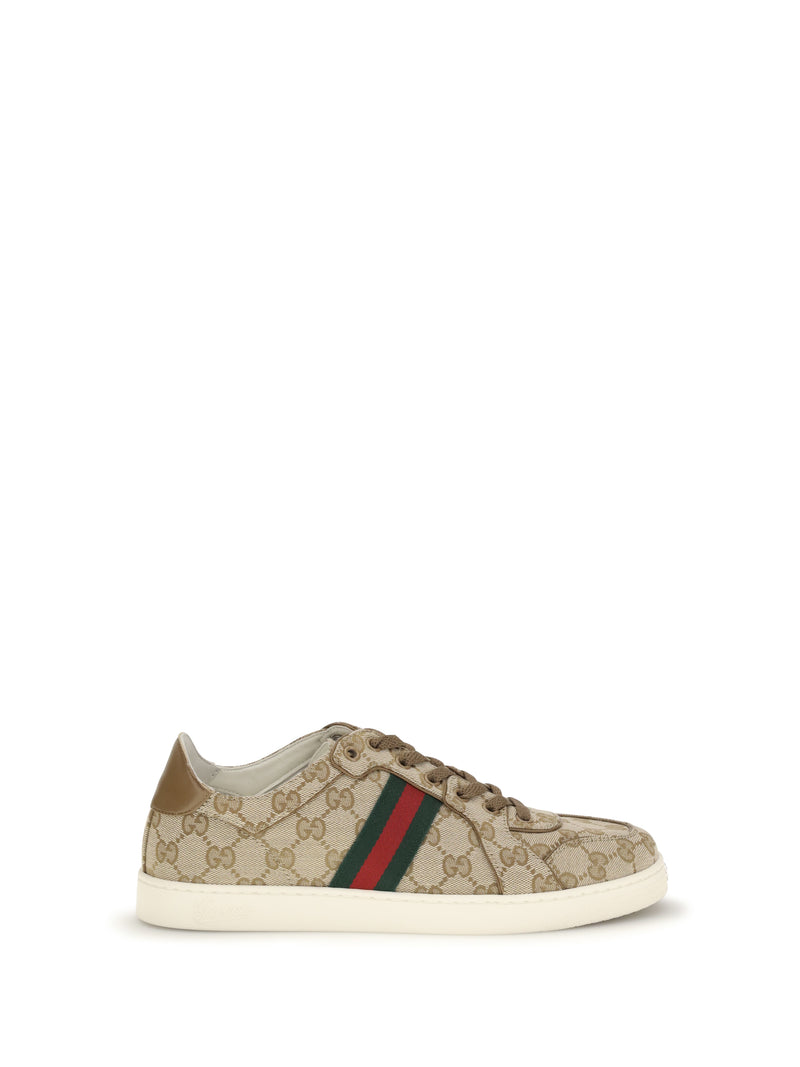Gucci Gucci Zapatillas de lona elástica GG color arena vintage para hombre - World Class Fashion