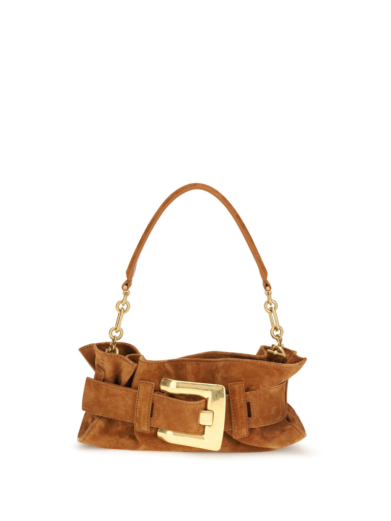 Balmain Balmain Anthem Mini Bag Suede Leather Caramel - World Class Fashion