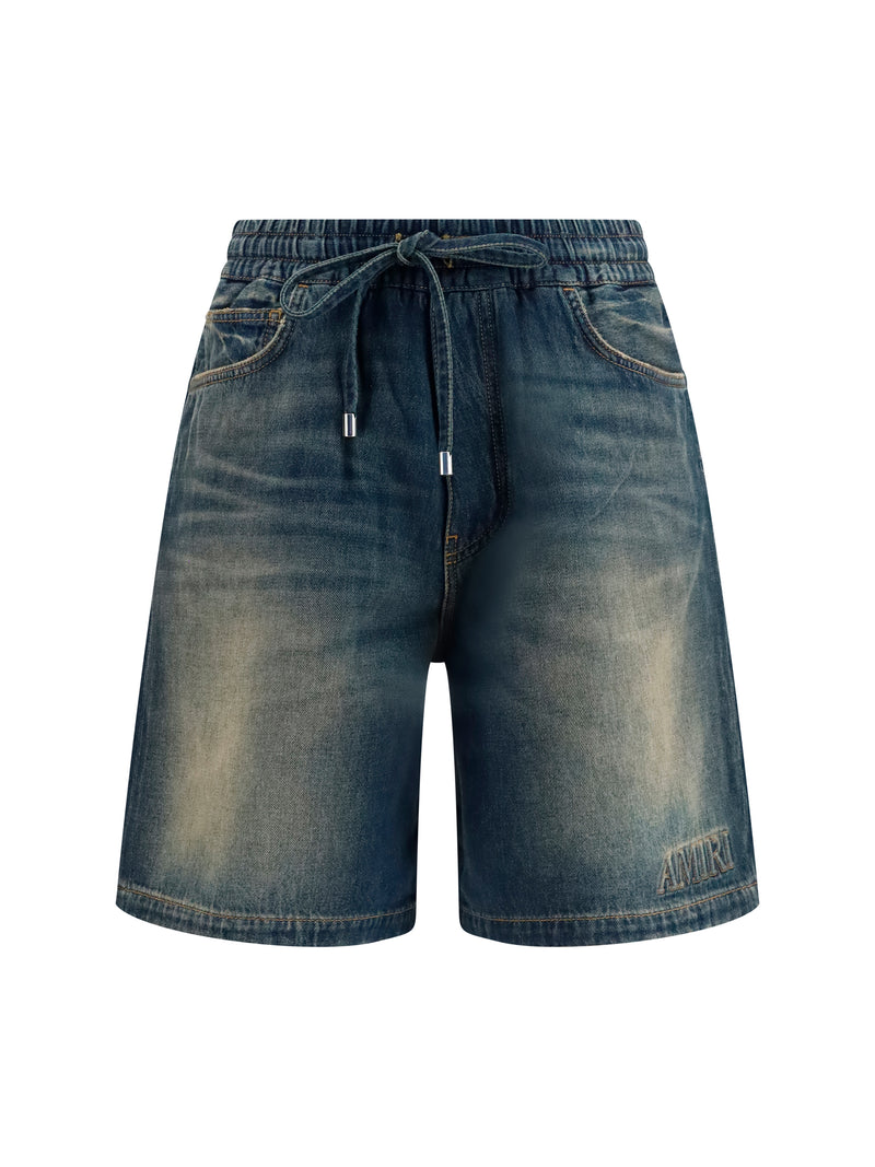 Amiri Amiri Drawstring Denim Shorts Sandstone - World Class Fashion