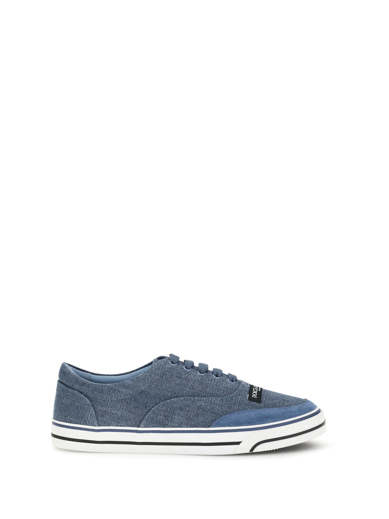 Dolce & Gabbana Dolce & Gabbana DG Sailing Linen Sneakers Carta Zucchero/Avio - World Class Fashion