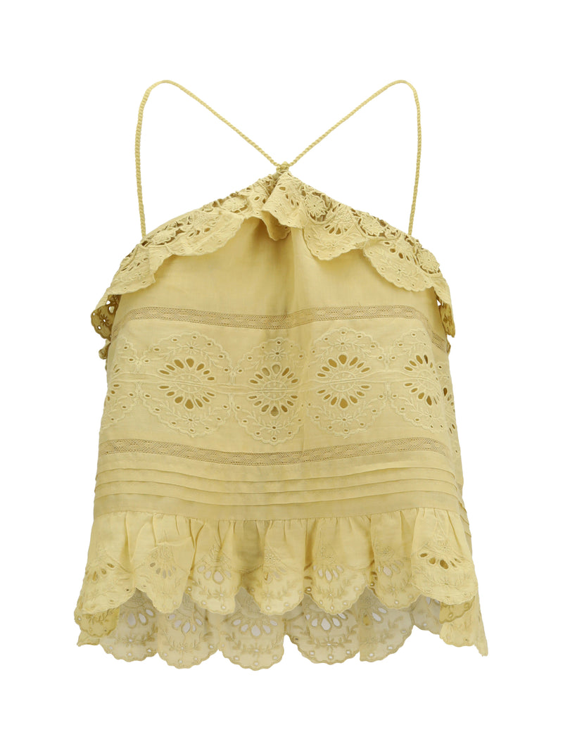 Marant Étoile Marant Étoile Prisha Ruffle Top Light Ochre - World Class Fashion