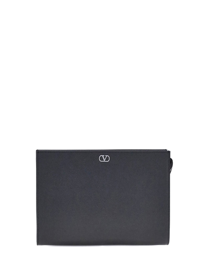 Valentino Garavani Valentino Garavani Vlogo Signature Grained Calfskin Pouch - World Class Fashion