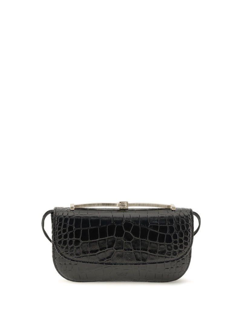 Tom Ford Tom Ford Crocodile-print Leather Shoulder Bag Black - World Class Fashion