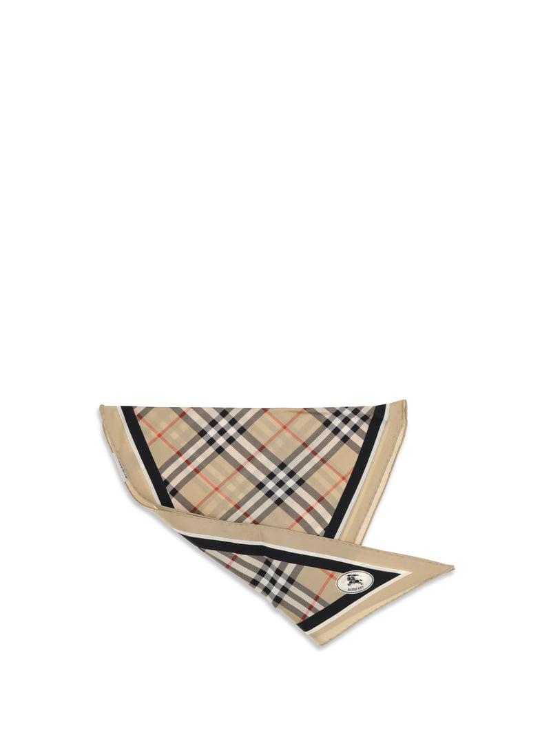 Burberry Burberry Check Silk Scarf With Knight Stamp - World Class Fashion