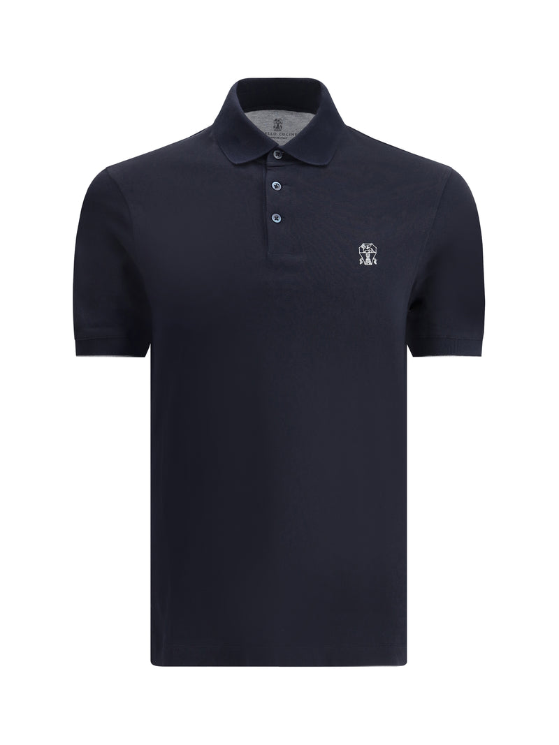 Brunello Cucinelli Brunello Cucinelli Cotton Polo Navy+Grigio - World Class Fashion