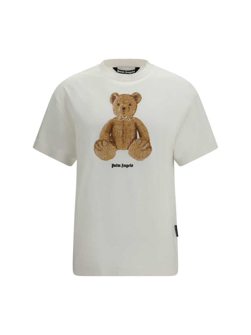 Palm Angels Palm Angels Cotton Bear Print T-shirt Off White Brown - World Class Fashion