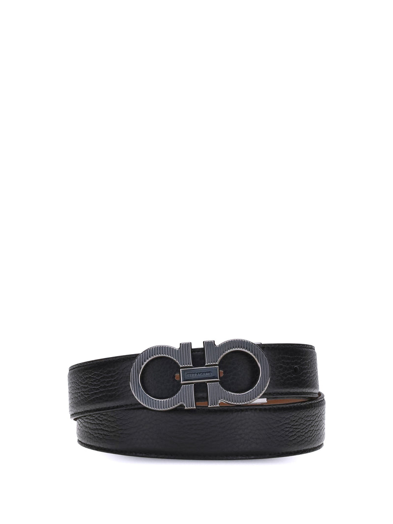 Ferragamo Cinturón Reversible Gancini de Ferragamo Azul Estampado Marino - World Class Fashion