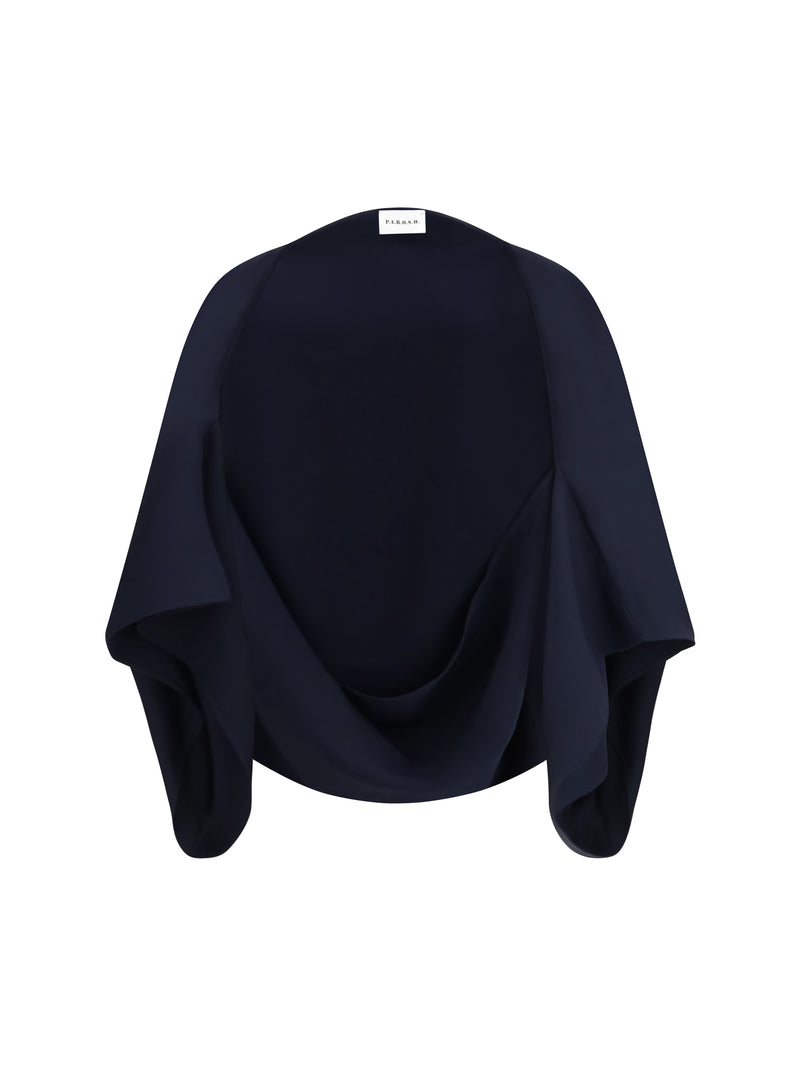 P.a.r.o.s.h. P.a.r.o.s.h. Sudadera de largo medio drapeada azul para mujer - World Class Fashion