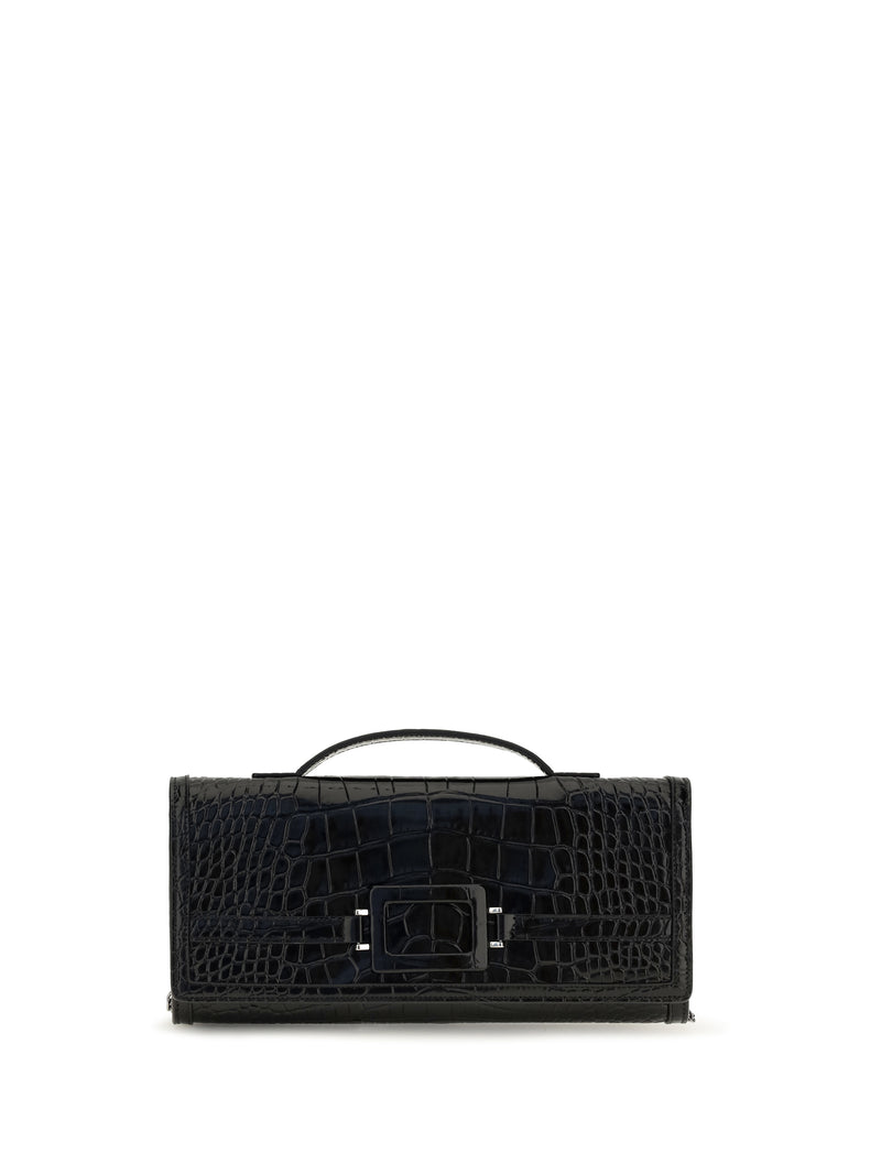 Roger Vivier Roger Vivier Belle Vivier Crocodile-effect Clutch Nero - World Class Fashion