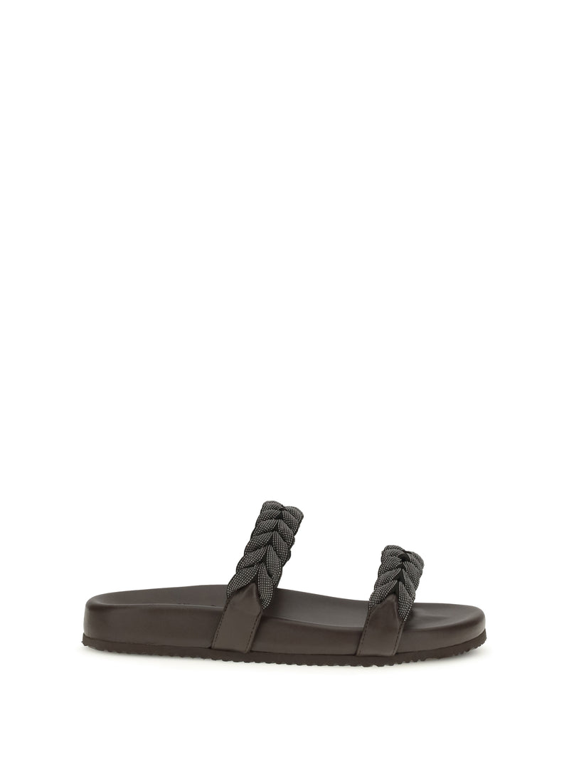 Brunello Cucinelli Brunello Cucinelli Leather Sandals Testa di Moro Women - World Class Fashion