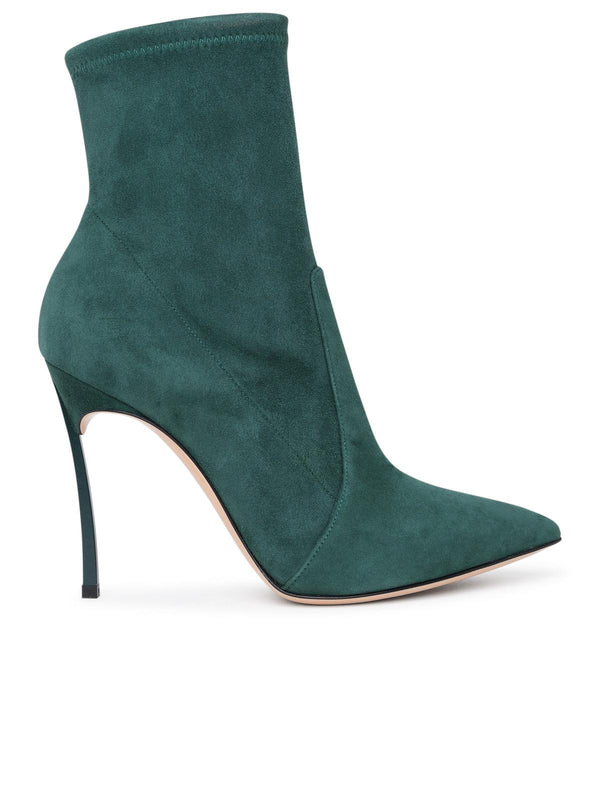 Casadei Green Suede Blade Ankle Boots