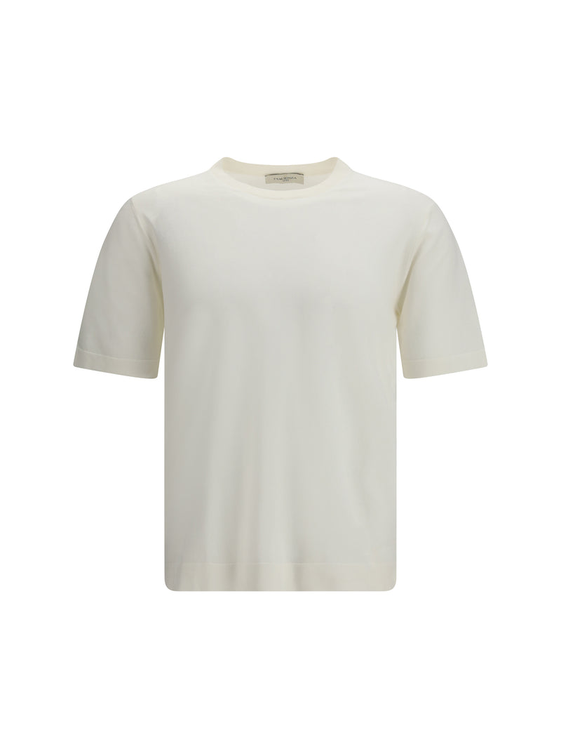 Piacenza Cashmere Piacenza Cashmere Short-sleeve Crewneck Sweater Bianco Ottico - World Class Fashion