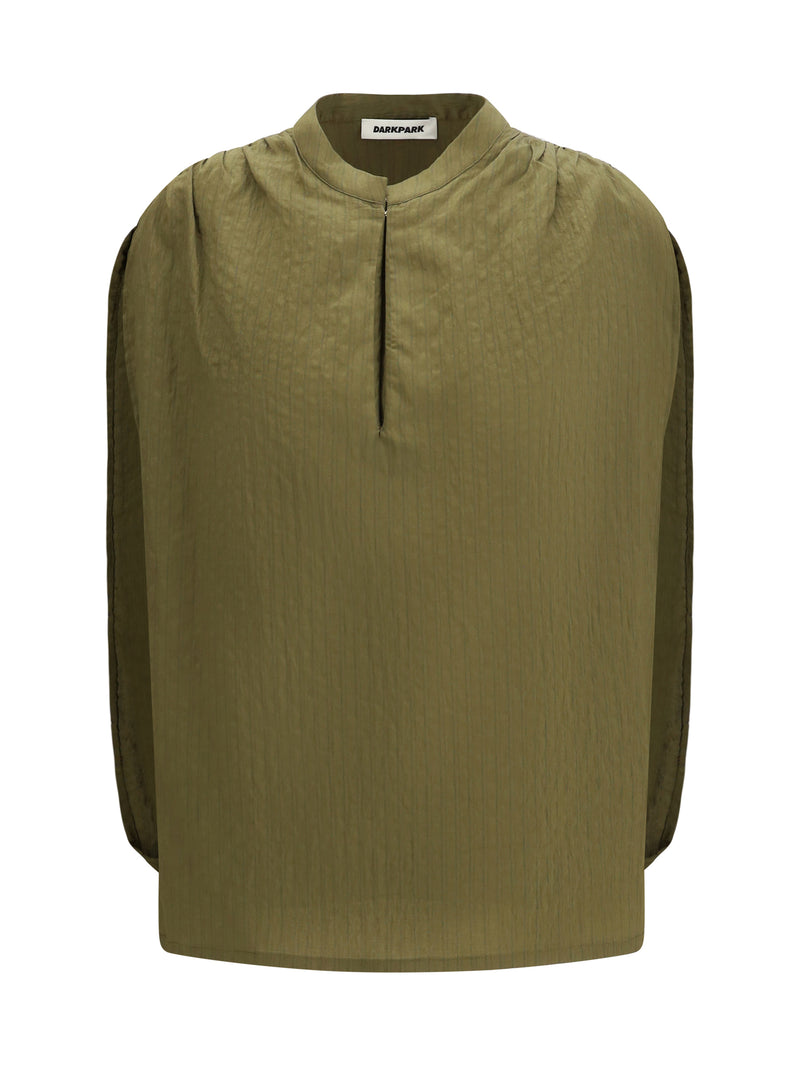 Darkpark Darkpark Tracy Textured Gathered Blouse Olive - World Class Fashion