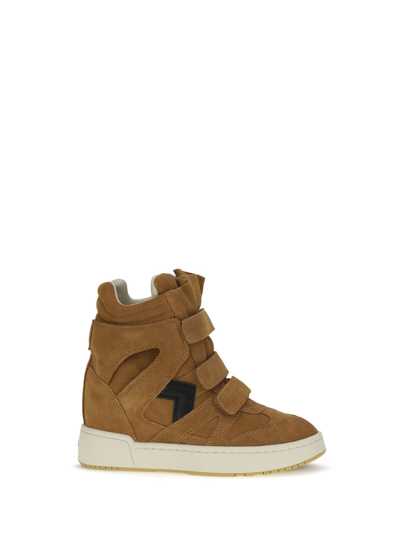 Isabel Marant Isabel Marant Leather High-Top Sneakers Cognac/Black - World Class Fashion
