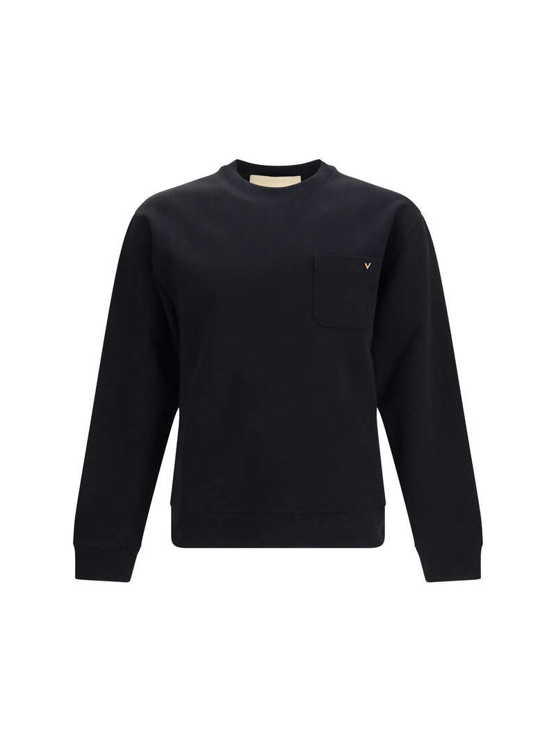 Valentino Valentino Cotton Jersey Crewneck Sweatshirt Nero - World Class Fashion