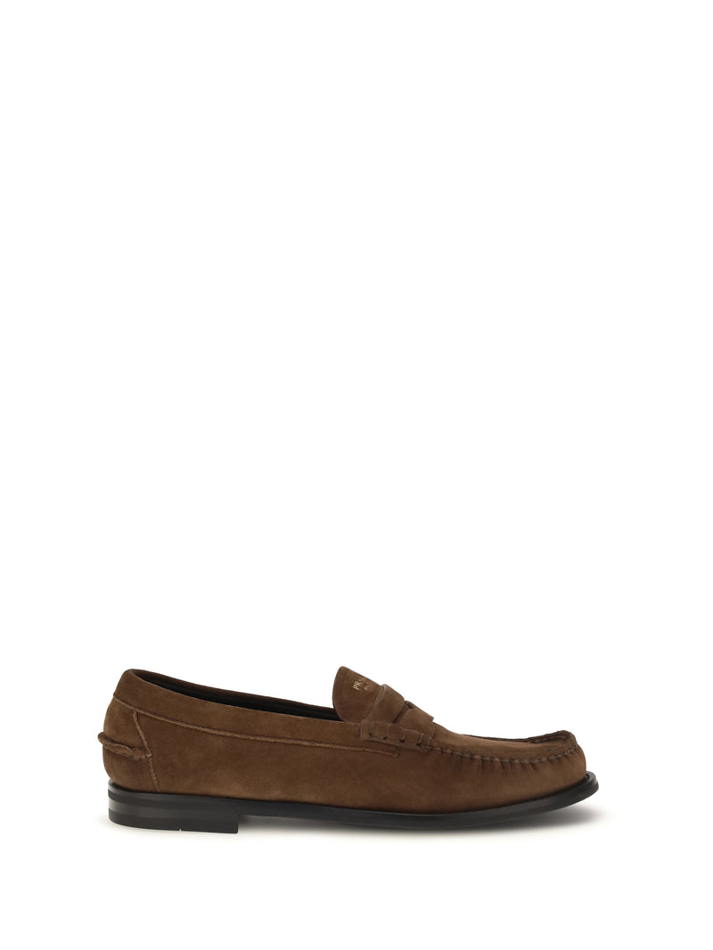Prada Prada Suede Leather Loafers Cacao Men - World Class Fashion