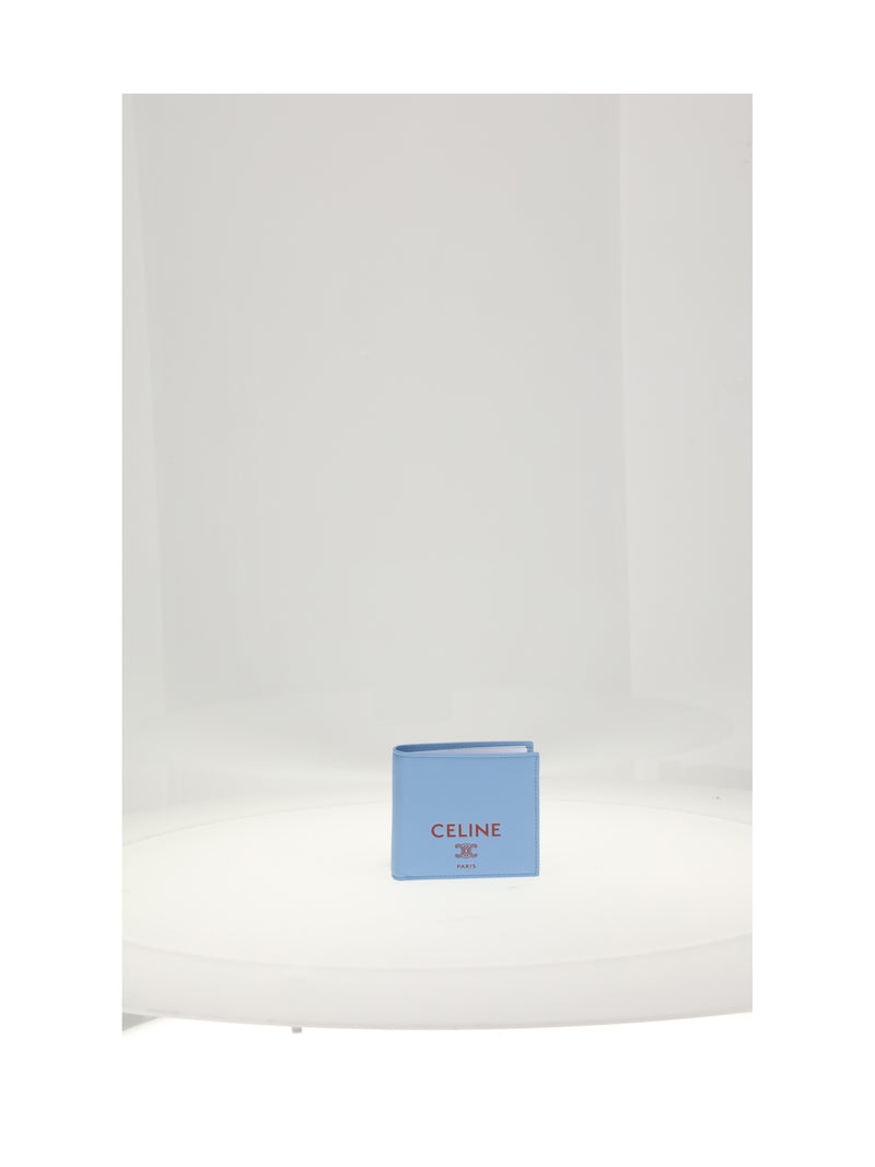 Celine Celine Bi-fold Wallet With Coin Sky Blue/Red - World Class Fashion