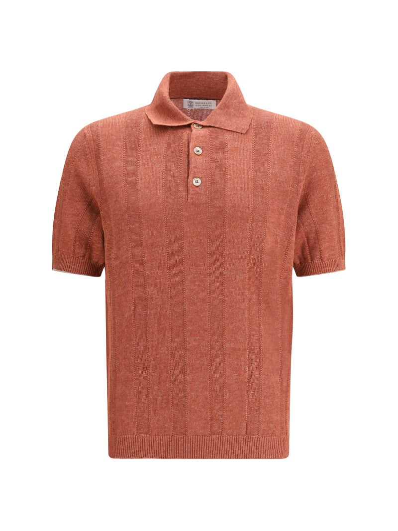 Brunello Cucinelli Brunello Cucinelli Cotton Polo Pesca+Spago - World Class Fashion