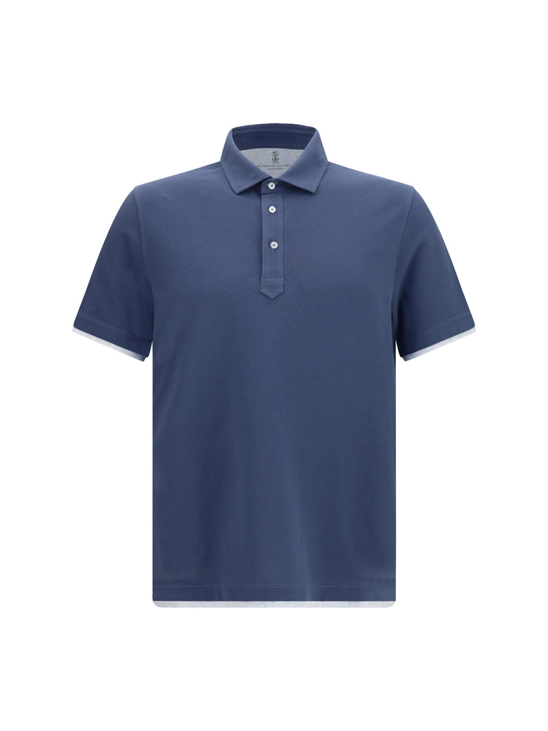 Brunello Cucinelli Brunello Cucinelli Short-sleeve Cotton Polo Shirt Denim+Perla - World Class Fashion