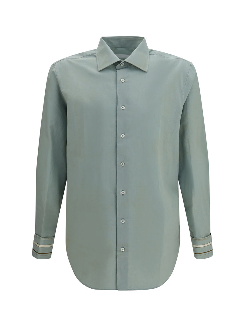 Prada Prada Cotton Shirt with Worn-in Effect Agave - World Class Fashion