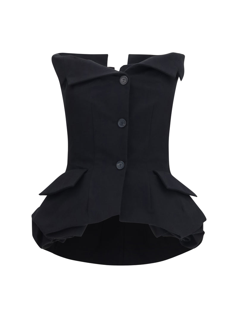 Magda Butrym Magda Butrym Cotton Bustier Corset Top Black - World Class Fashion