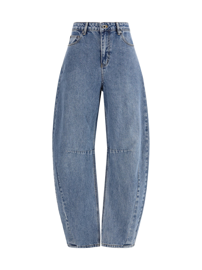 Self-portrait Self-portrait Barrel Leg Jeans Blue Women - World Class Fashion