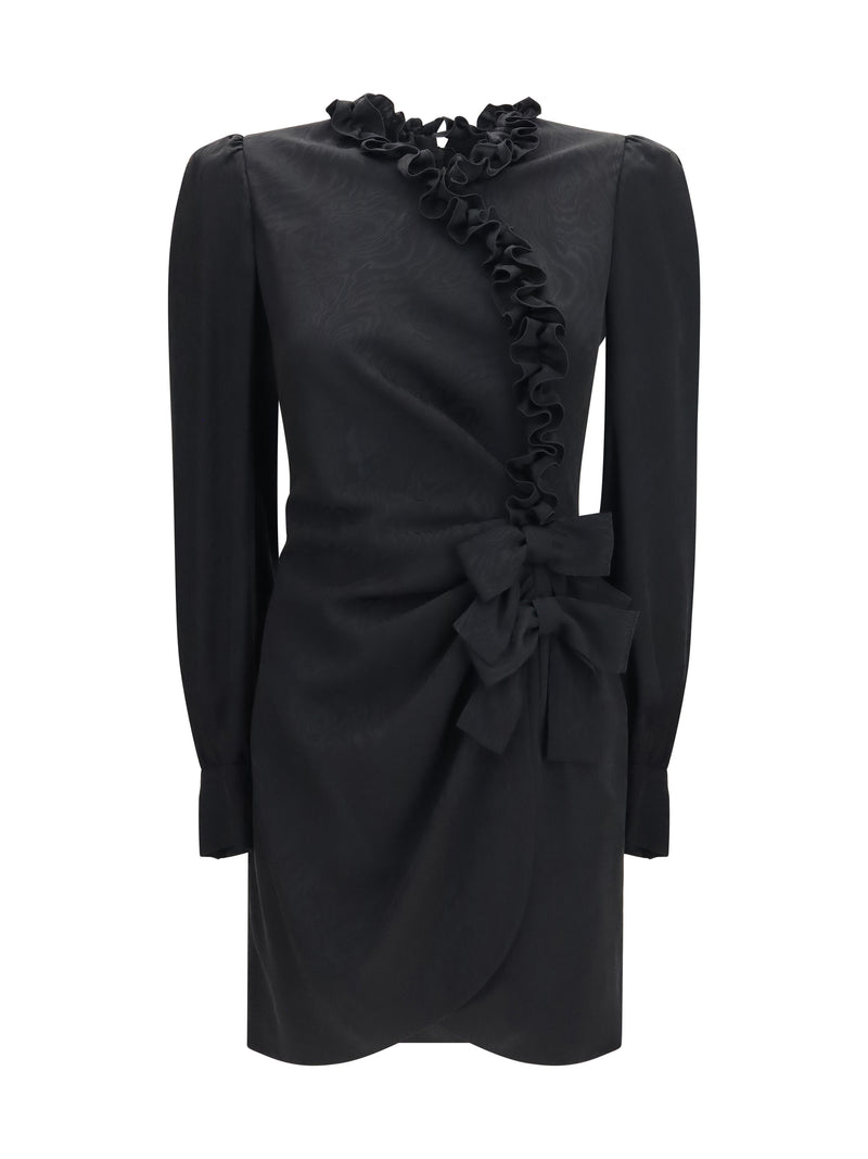 Alessandra Rich Alessandra Rich Silk Jacquard Mini Dress Black - World Class Fashion