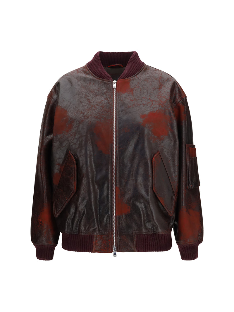 Valstar Valstar Oversized Crackle Nappa Bomber Jacket Dark Red - World Class Fashion