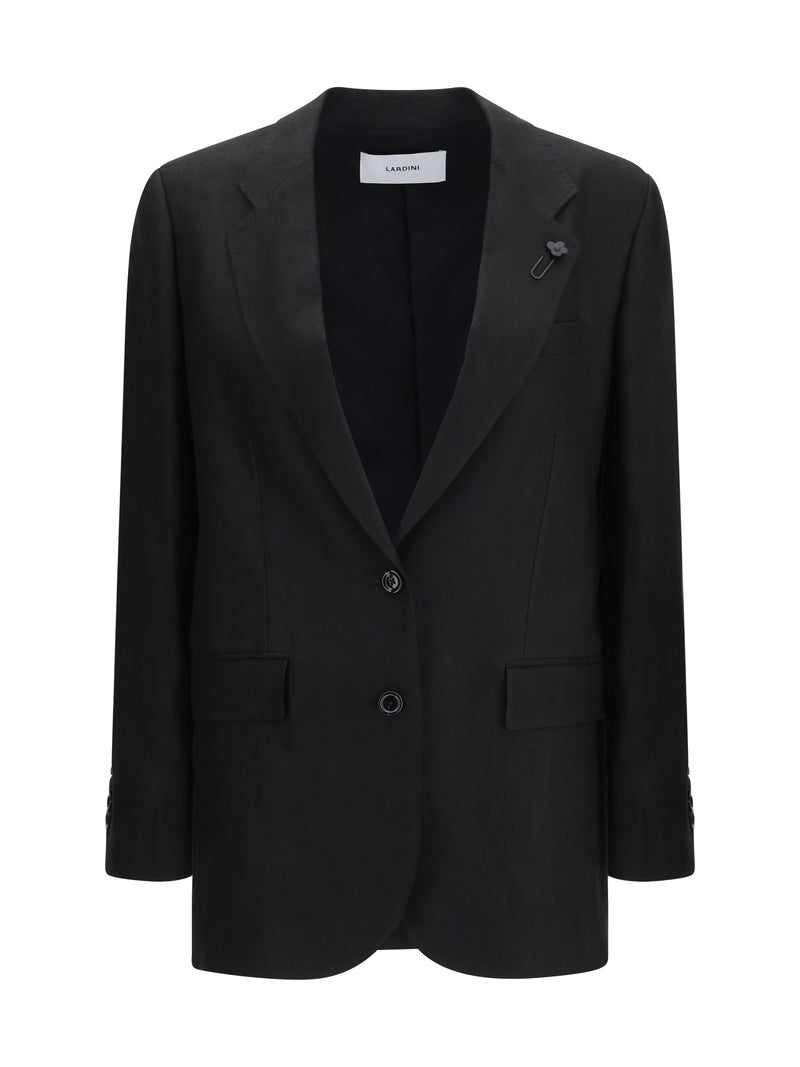 Lardini Lardini Double-breasted Linen Blazer Black - World Class Fashion