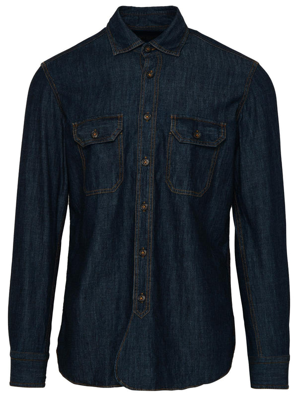 Brian Dales Blue Cotton Denim Shirt