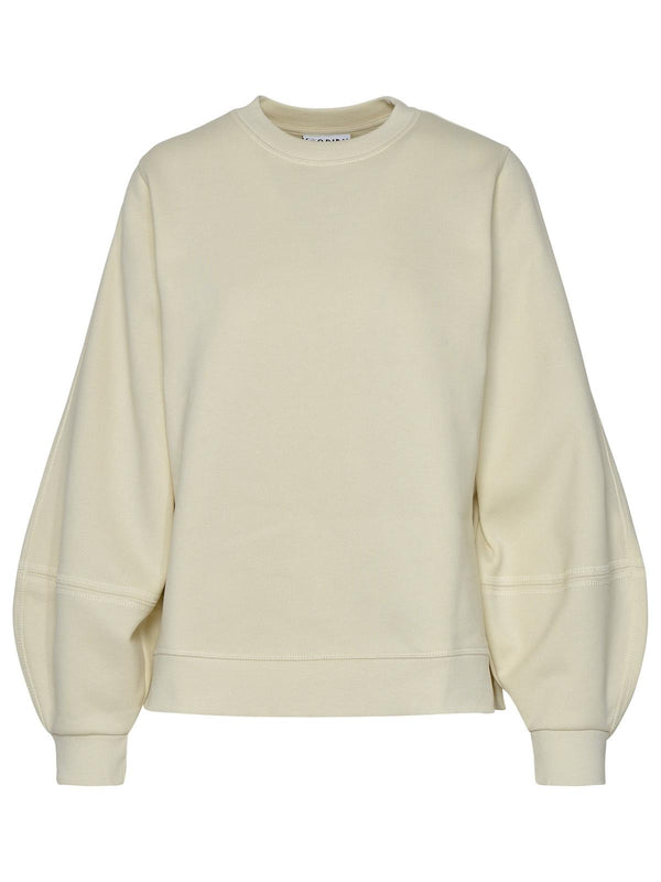 Ganni Cream Cotton Blend Sweatshirt