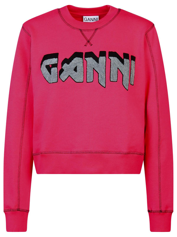 Ganni Fuchsia Cotton Sweatshirt