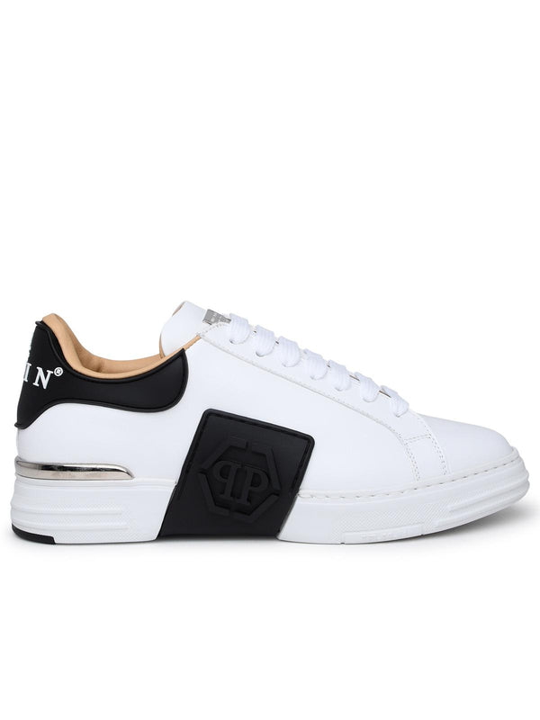 Philipp Plein White Leather Phantom Sneakers