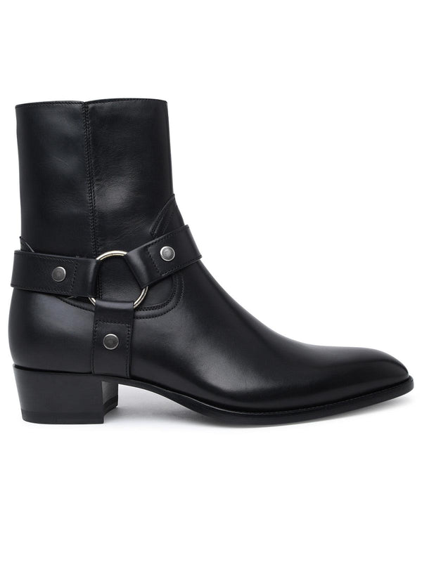 Saint Laurent Black Leather Wyatt Boots