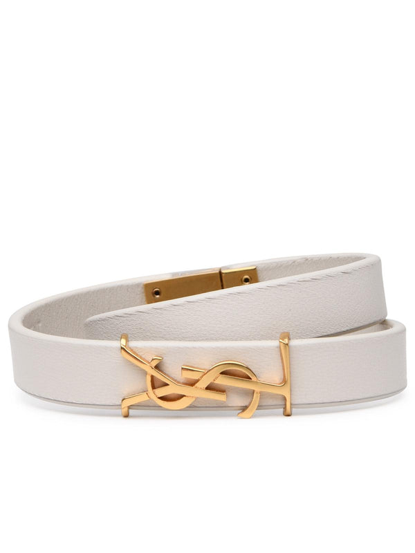 Saint Laurent Opyum Ivory Leather Bracelet