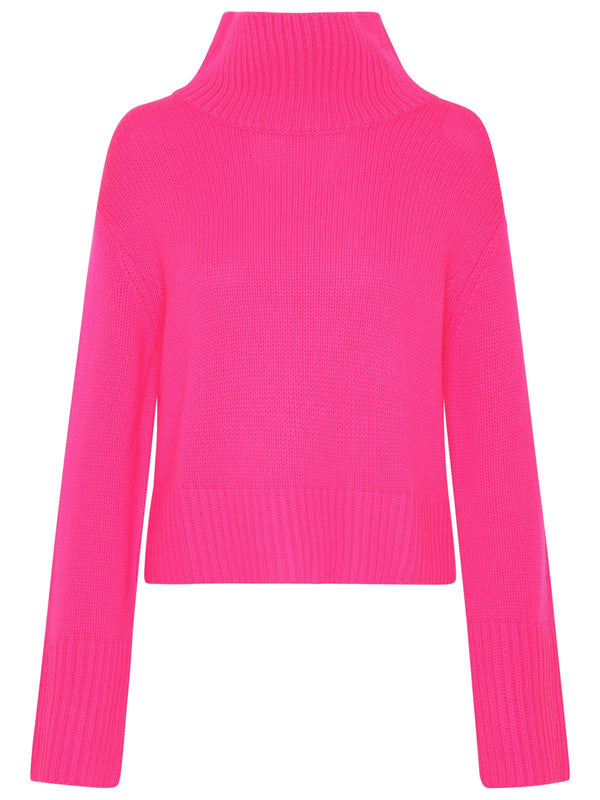 Lisa Yang Fuchsia Cashmere Fleur Turtleneck Sweater