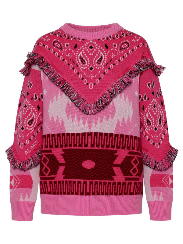 Alanui Icon Bandana Pink Wool Sweater