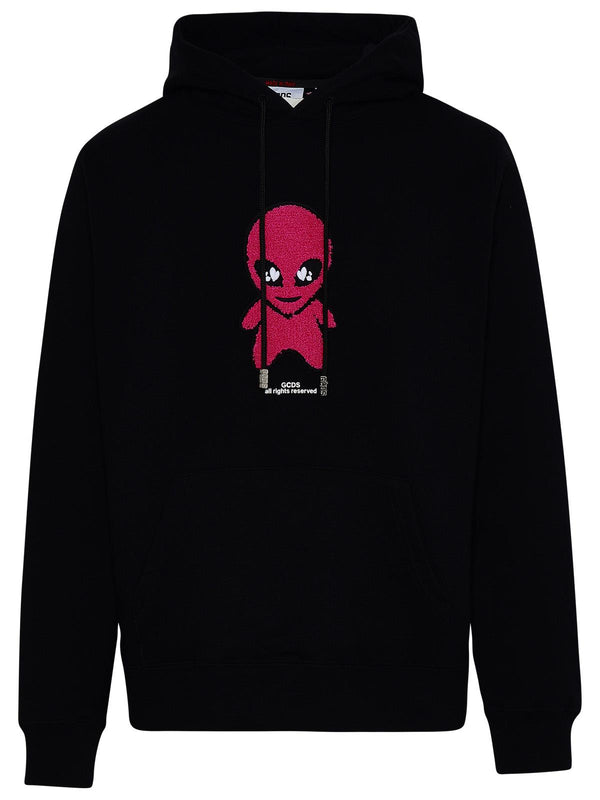 Gcds Black Cotton Hoodie