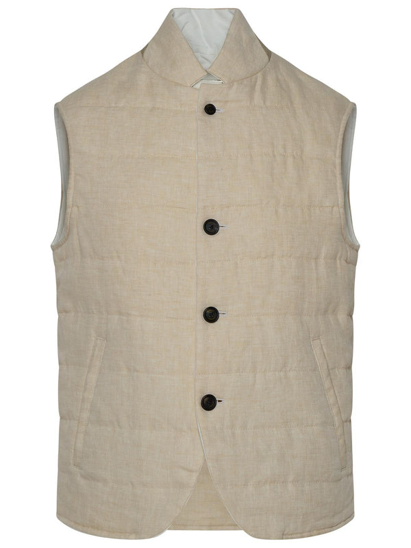 Eleventy Ivory Nylon Vest