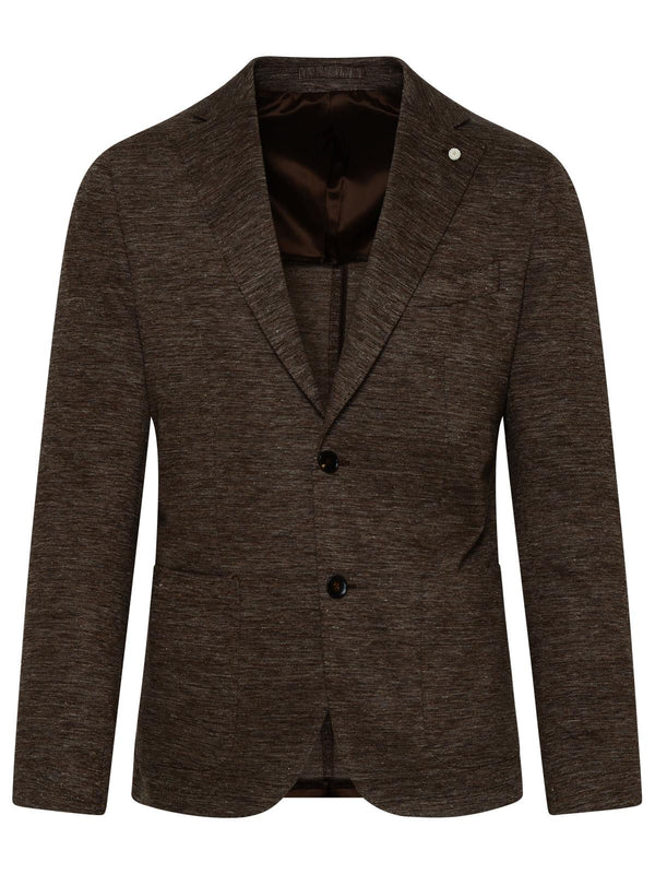 Luigi Bianchi Blazer In Brown Linen Blend