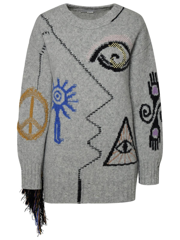 Stella Mccartney Artwork Sweater In Grey Alpaca Blend